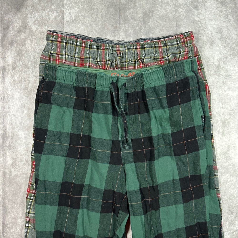 Eddie Bauer Mens Flannel Pajama Pants Bundle L 2 Pack Green Buffalo Grey Plaid